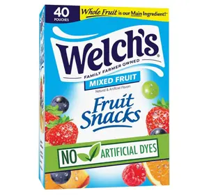 Welch's Fruit Snacks, Mixed Fruit, Bulk Pack, Individual Single Serve Bags, 0.8 oz (Pack of 40)