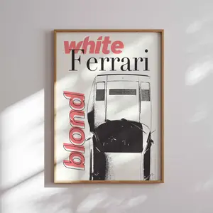 White Ferrari - Digital Poster Decoration