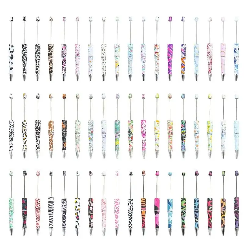 P1-Print Standard Plastic Beaded Pens (10-Pack) - Black Ink, Durable Body, Easy DIY, Creative Gift, Twist-Enabled Pens & Refills, Home Office Stationery Writing Tool