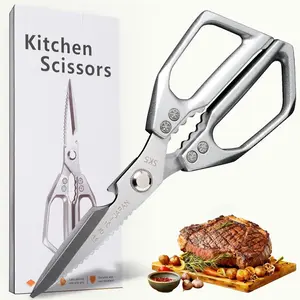 Multifunctional Stainless Steel Kitchen Scissors, Heavy Duty Scissor, Easy Spring Cutting for Fish Meat Poultry Vegetables, Durable Home Kitchen Tool, Kitchenware