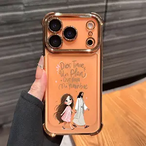 Faith Plan Pattern Phone Case , Electroplated Cover with Airbag Shockproof Soft TPU Cover for iPhone X 11 12 13 14 15 16 17 Pro Max Plus Air Christian