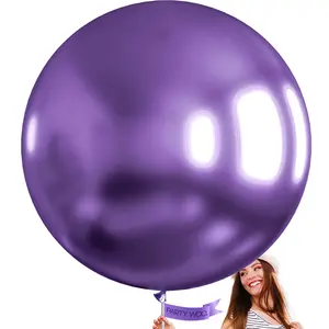 PartyWoo Metallic Purple Balloons 4pcs 36 Inch Chrome Purple Latex Helium Balloons for Mardi Gras Graduation Wedding Bachelorette Baby Shower Anniversary Birthday Party Decorations Purple-G105