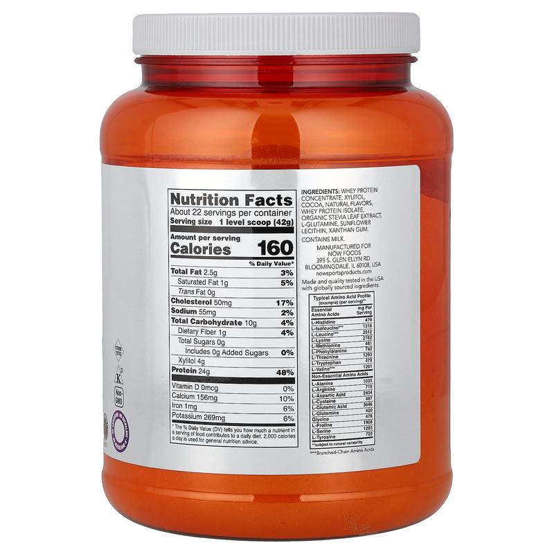 NOW Foods Sports, Whey Protein Powder, Creamy Chocolate, 2 lbs (907 g)