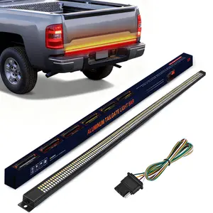 Nilight Truck Tailgate Light Strip 48" Aluminum Frame Triple Row 780 LED Strip with Red Running Brake Lights White Reverse Amber Sequential Turn Signals Strobe Lights brake lights taillight