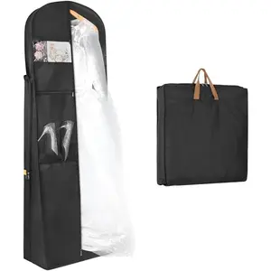72" Wedding Dress Garment Bag Dress Bags for Gowns Bridal Dress Travel Bag with 12"Gusseted and Accessory Pockets for Wedding Dress, Puffy Gowns [Upgraded Version]