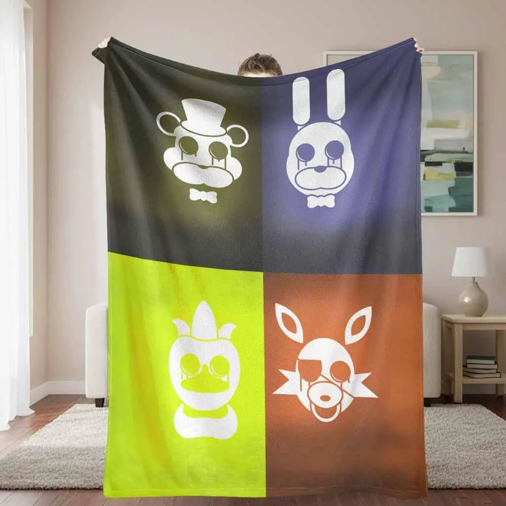 Five Nights at Freddy's Flannel Blanket, FNAF Characters Silhouettes Print, UltraSoft, Lightweight, Warm and Cozy, Perfect for Home Decor, Living Room, Bedroom, Office, Halloween, Christmas Gift, or Birthday Present. tiktokshopspringglowup