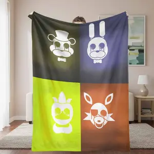 Five Nights at Freddy's Flannel Blanket, FNAF Characters Silhouettes Print, UltraSoft, Lightweight, Warm and Cozy, Perfect for Home Decor, Living Room, Bedroom, Office, Halloween, Christmas Gift, or Birthday Present.