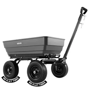 VEVOR Garden Dump Cart, 1200 lbs Poly Dump Cart, 6 Cu. Ft. Garden Carts Dumps Wagon with 2-in-1 Convertible Handle, 90 °   Quick-Dumps Mechanism, 180 °   Swivel Wheels, Yard Wagon for Plants, Soil, Crops