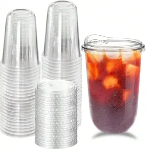 20Pack 16 Oz Iced Coffee Cups With Lids,Clear Plastic Cups With Strawless Sip Lids,Round Bottom To Go Cup For Iced Coffee Juice Smoothie Cold Beverage ,Disposable To Go Cups for Smoothies, Milkshake, Cold Beverages, Coffee Bar Accessories bottle
