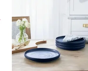 Threshold Dinner Plates-set of four 10.6" - Blue Stoneware Glazed Plates designed with Studio McGee