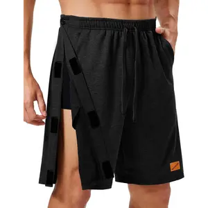 Men's Tear Away Shorts Hip/Knee Surgery Recovery Must Haves 8" Cotton Snap Pants Deep Pockets Adaptive for Elderly