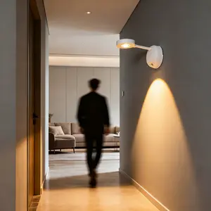 360° Rotatable LED Magnetic Wall Lamp with Motion Sensor 3 Color Modes Rechargeable for Hallway Bedroom Gallery 3M Sensing Range Lighting Modes Adjustable