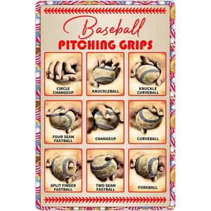 Boy's Baseball Gifts Baseball Pitching Grips Sign Boys Room Decorations For Bedroom,Gift for baseball enthusiasts 8 x 12 Inch(9602)
