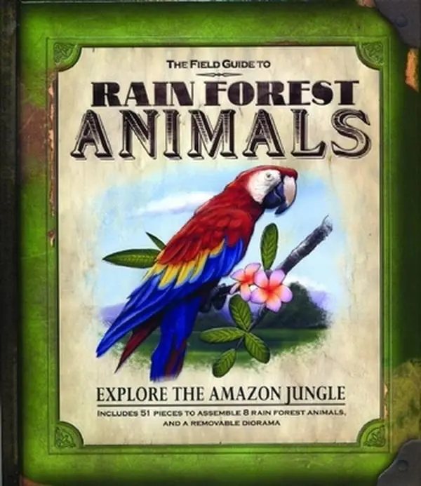 Used Hardcover Book - The Field Guide to Rain Forest Animals: Explore the Amazon Jungle by Nancy Honovich (English) - 51 Pieces, 8 Rainforest Animals, Removable Diorama for Children's Exciting Adventures