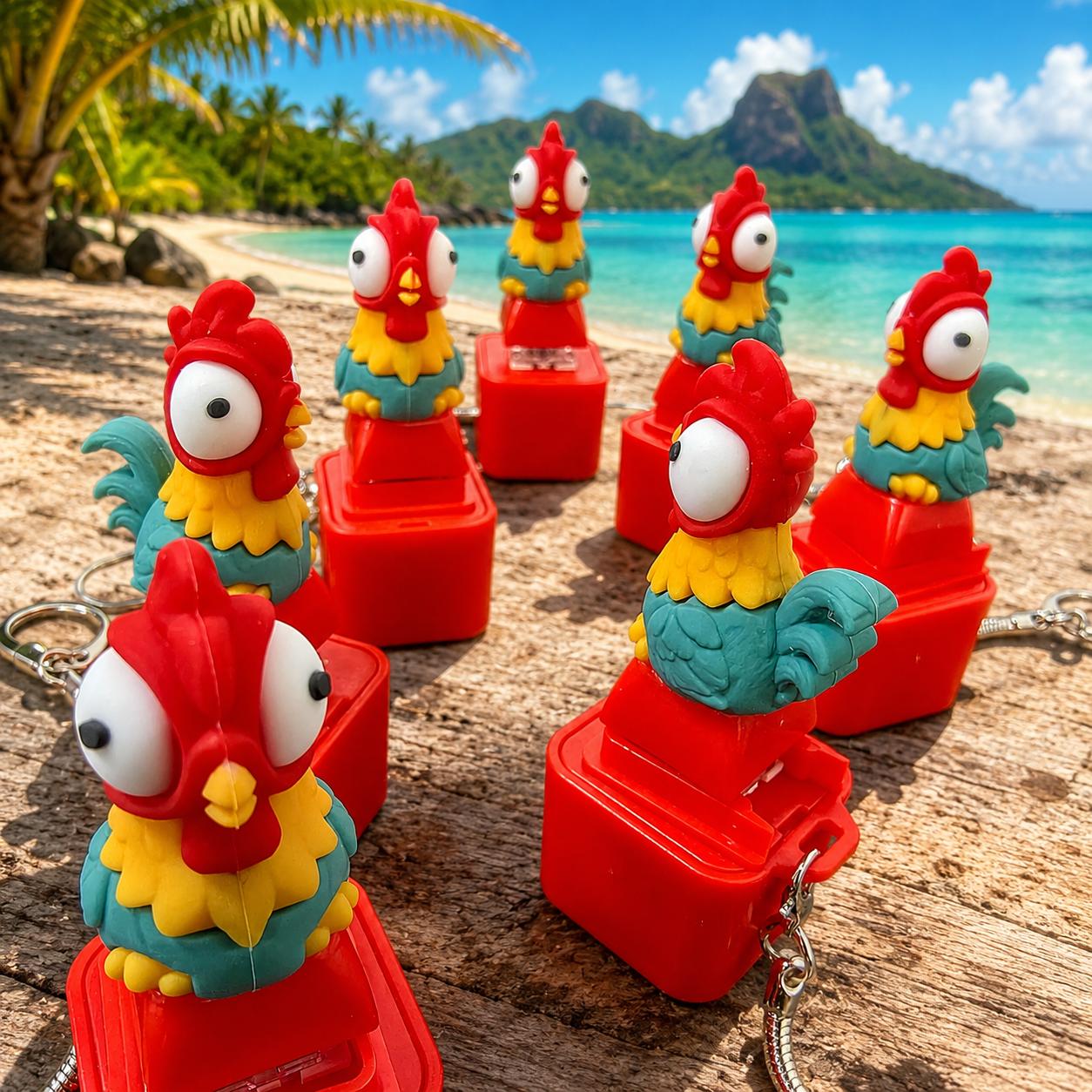 Press-to-Play Rooster Sound Keychain, Funny Chicken Novelty Gift for Adults, 1 Count