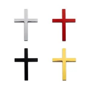 4PCS Premium Christian Cross Adhesive Vinyl Stickers for Cars, Durable Faith Waterproof Decals, Religious Exterior Accessories for Cars, Motorcycles (Silver, Red, Black, Gold), Adhesive Vinyl Decal, Sticker For Cars