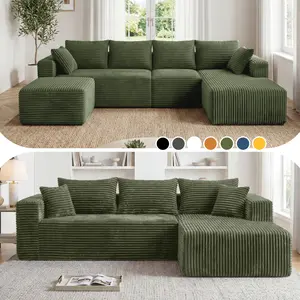 118&92.5" L/U-Shaped Modular Boneless Sectional Couch Oversized Deep-Seat No Assembly Required Suitable for Living room/Bedroom/Apartment 0015GE