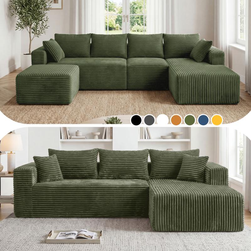 【2 Packages Shipping】118&92.5" Modular Boneless Sectional Couch Oversized Deep-Seat No Assembly Required Suitable for Living room/Bedroom/Apartment 0015GE