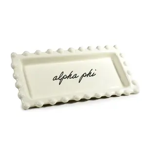 Alpha Phi Jewelry Dish - Rectangular Cursive Script Sorority Name