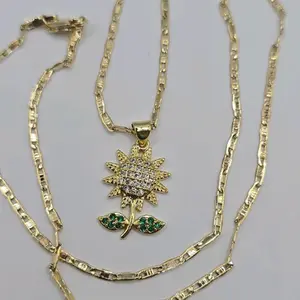 sunflower beautiful  style multi-stones new necklace  gold-plated  22"inches（gift）