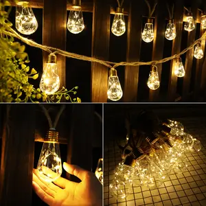 Outdoor backyard solar string lights, warm white light, LED lights for bedroom, 16 shatterproof bulbs, 26-foot waterproof solar string, 8 lighting modes, suitable for decorating your backyard, summer garden parties, or living room