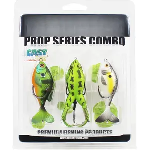 Bass Fishing Lures Kit (3-Pack) - 2 Prop Fish Lures and 1 Prop Frog Lure | Weedless Hooks Hollow Realistic , Small Frog Lures & Fishing Lures for bass Fishing Whopper plopper