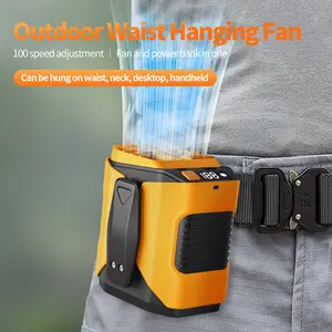 TADEKERU Personal Waist Portable Rechargeable Fan 100 Speeds 10000mAh Power Supply LED Lights 26H Cooling for Outdoor Office Work Hiking