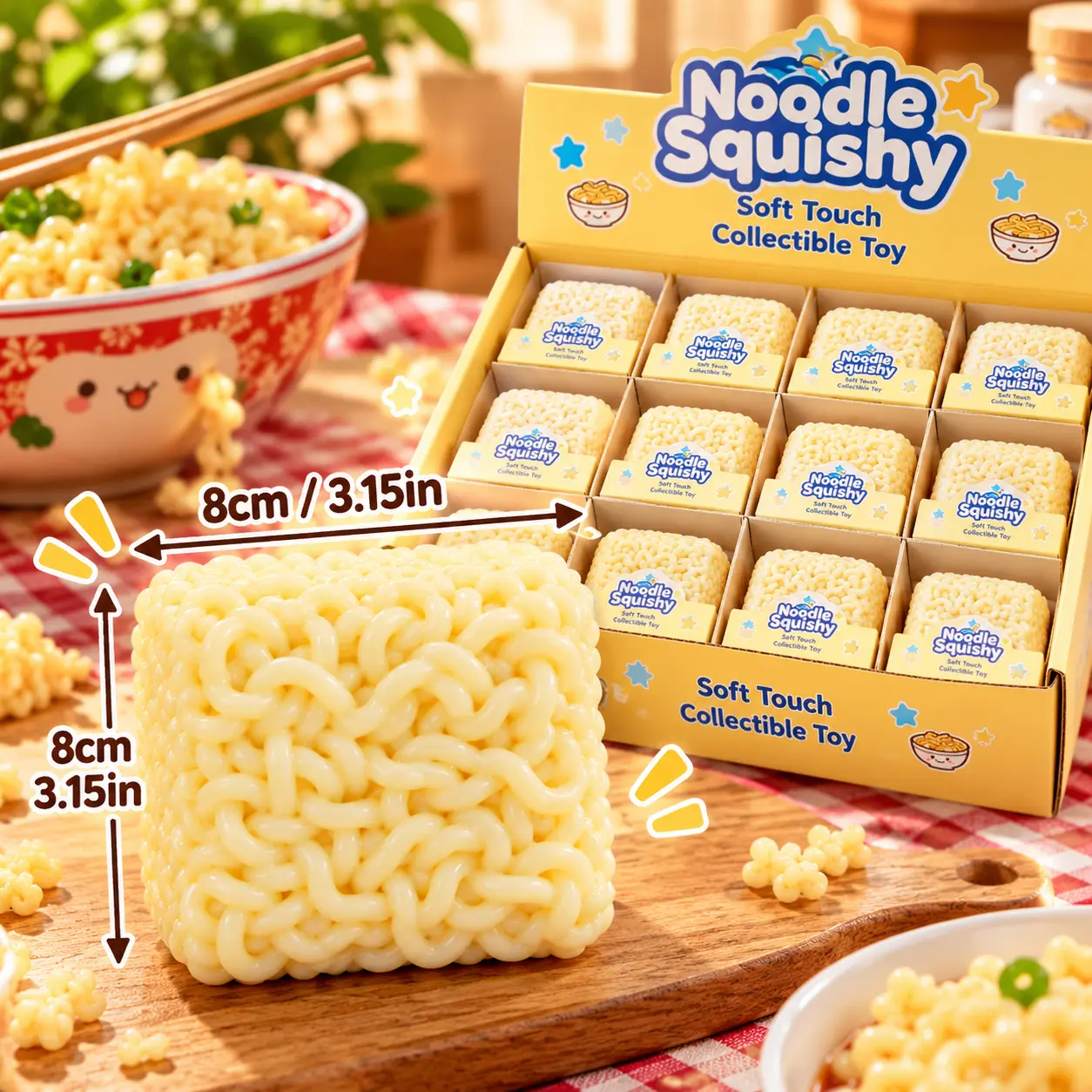 3.15*3.15Inch Noodle Squishy Soft Touch Collectible Toy - Fun and Interactive Sensory Play for Kids - Perfect for Stress Relief and Relaxation
