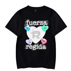 Fuerza Regida Candy Heart Graphic T-Shirt, Latin Music Fan Tee, Soft Cotton Blend Shirt, Romantic Colorful Streetwear for Men & Women, Mexican Pop Culture Gift