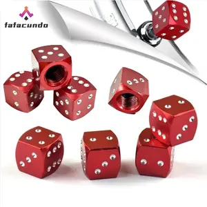 8 x Red Metal Dice Wheel Valve Stem Tire Cap Trims For Car Bike Truck Dust Cover