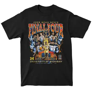 Michigan Wolverines Men's Basketball Campus Ink 2026 Final Four Team T-Shirt