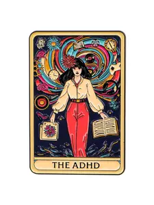 ADHD Mental Health Awareness Enamel Pin, Cartoon Design Lapel Badge, Flower Brooch, Backpack & Clothing Accessory, Unique Gift Idea, Cute Style