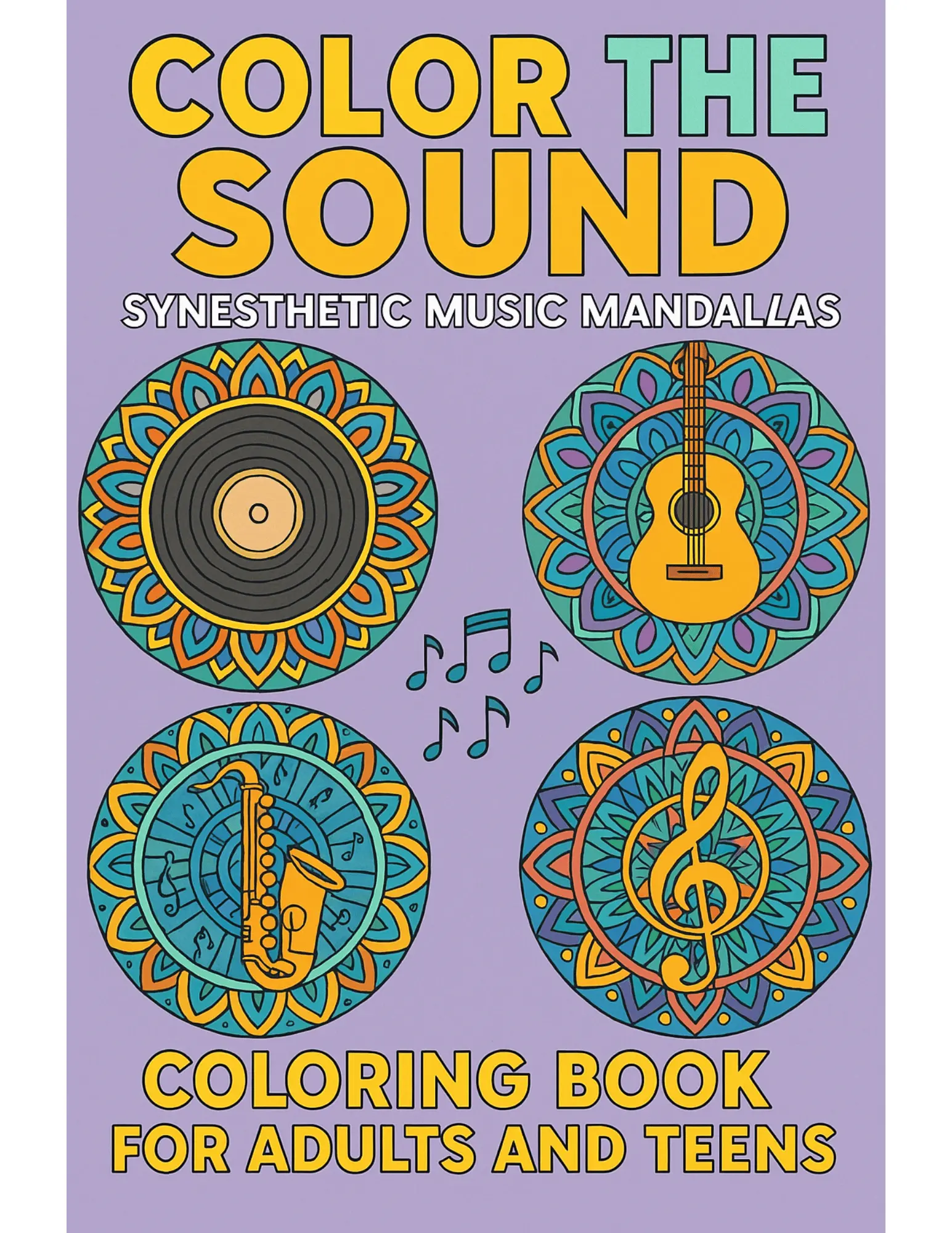 Color the Sound Synesthetic Music Mandalas Coloring Book Sheets For Adults and Teens