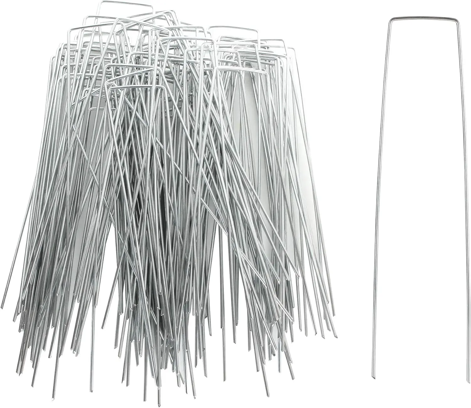200 Pack 8 Inch Landscape Staples - Heavy Duty 11 Gauge Galvanized Steel Garden Stakes Staples - Weed Barrier Stakes U-Shaped Pins for Securing Pegs Irrigation Tubing Fabric Ground Sheets
