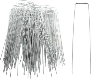 200 Pack 8 Inch Landscape Staples - Heavy Duty 11 Gauge Galvanized Steel Garden Stakes Staples - Weed Barrier Stakes U-Shaped Pins for Securing Pegs Irrigation Tubing Fabric Ground Sheets