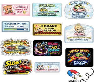 11PCS Funny Car Magnet Set for New Drivers, Removable Bumper Magnets, “Please Be Patient”, “I Brake for No Reason”, Cute & Magnetic Car Stickers, Waterproof & Weatherproof, No Residue, Easy to Remove