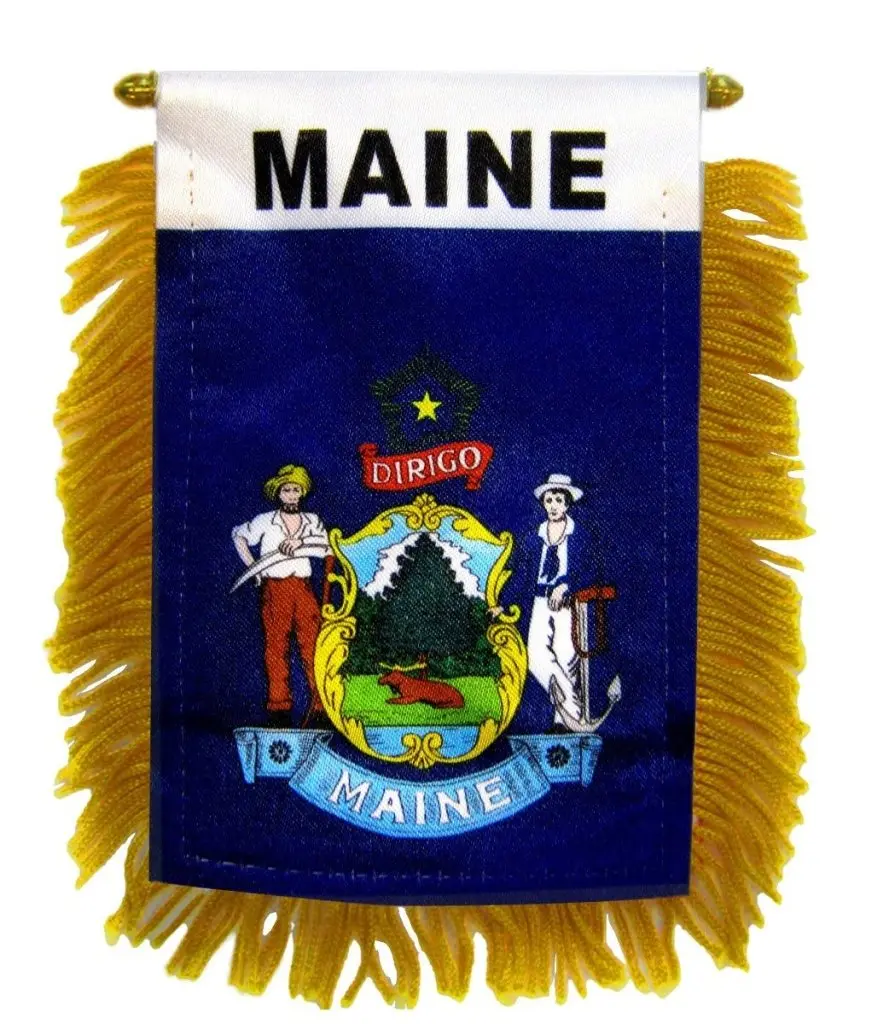 4x6 in Polyester Gold Glass Decorative Hanging Maine Mini Banner - Plastic Hanger Mount, Double-Sided Print Backdrop for Home, National Pride Festive Decor, Car Window Cars Accessories, Cup Display