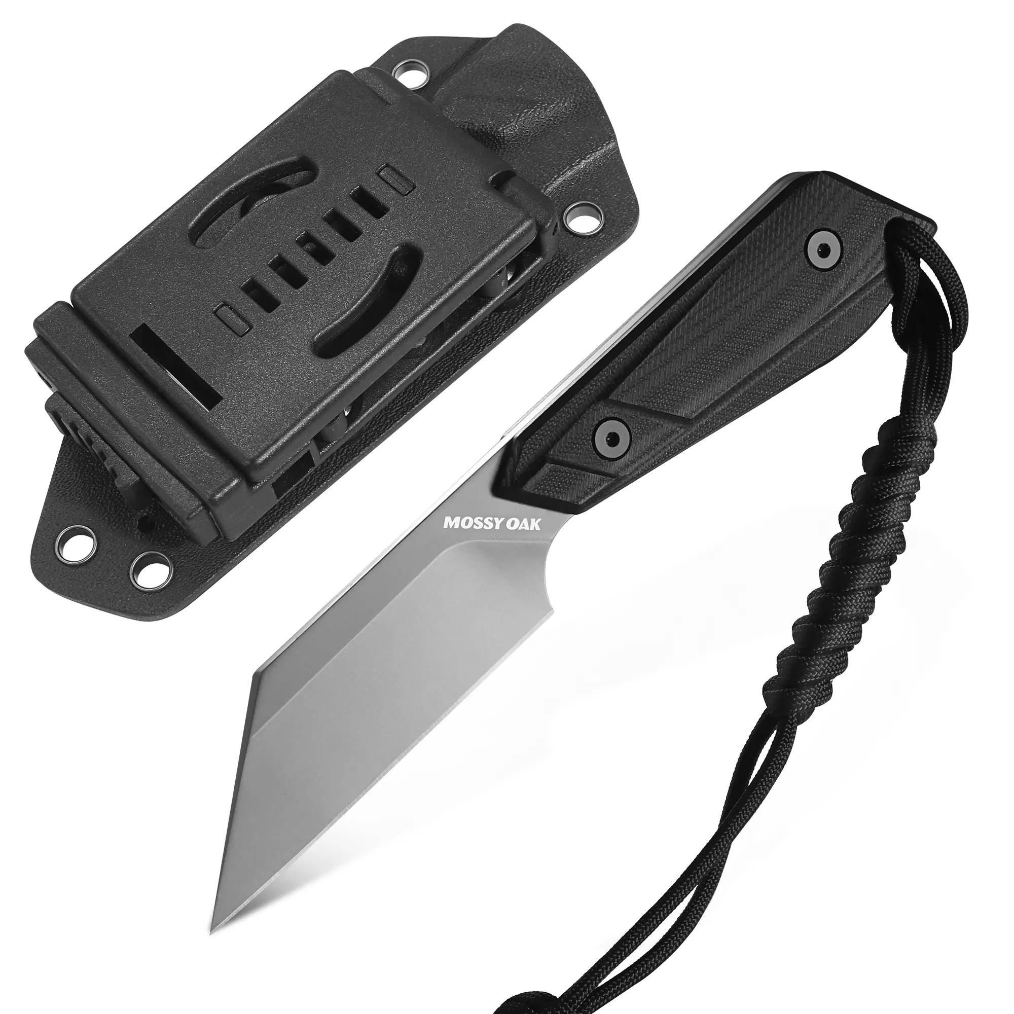 #toolupgrade Mossy Oak 7.5 Inch EDC Fixed Blade Knife with Kydex Sheath, 14C28N Full Tang Camping Knife with Emergency Rope, G10 Handle for Camping and Hiking