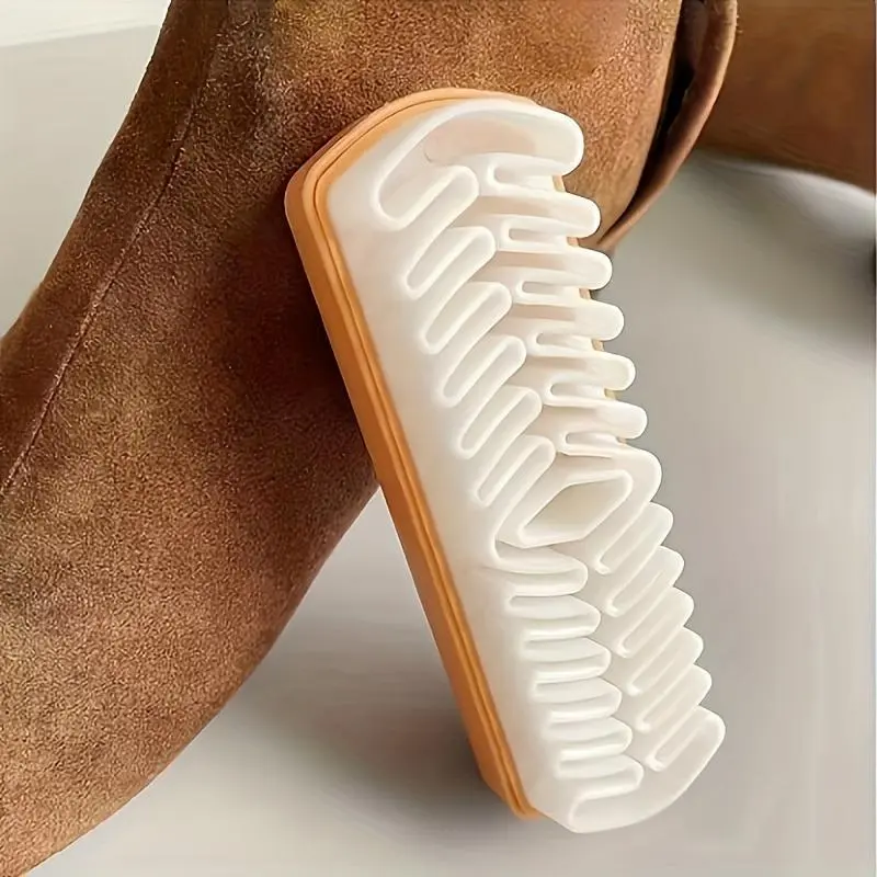Suede Shoe Brush for Cleaning Suede Nubuck Boots Shoes Jackets and Leather Care with Soft TPR Crepe Bristles and 2-in-1 Cleaning Tool