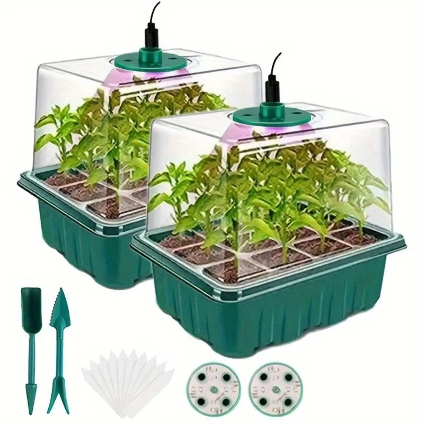 Plant Germination Tray with USB Powered Grow Light, Reusable Seed Germination Tool Set, Adjustable Humidity Seed Starter Tray for Home Garden