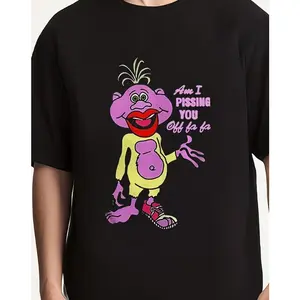 Retro Cartoon Troll Graphic Tee For Men, 100% Cotton Oversized Comfort Outfit, Cute Fashion Troll With Green Hair Red Lips Print, Perfect Valentine’s Day Gift For Him Family Friends