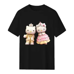 Hello Kitty Wedding Dress Print Short Sleeve T-Shirt Sanrio Kawaii Casual Tee, Womenswear