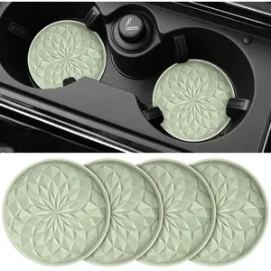 Car Cup Coaster [4 Pack] Silicone Car Coasters/Cup Mats - 2.75In Universal Non-Slip Recessed Car Interior Accessories - Car Cup Holder Insert Coasters Desert Sage