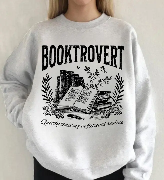 Booktrovert Sweatshirt Bookish Sweatshirt for Women Vintage Reading Sweatshirt Gift for Book Lovers Bookworm Sweatshirt Bookish Gift