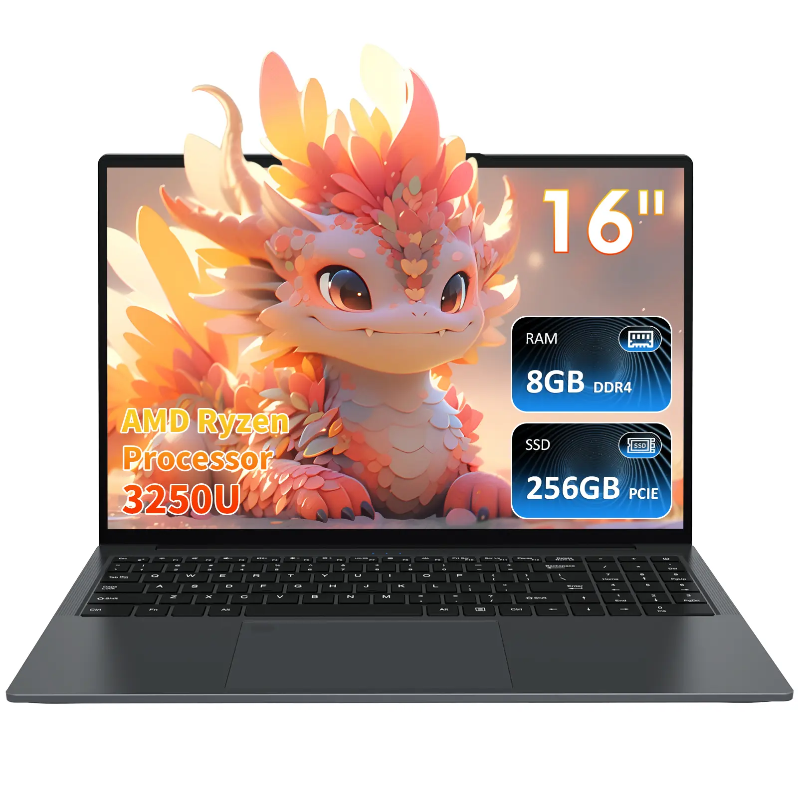 2025 model laptop with AMD high-performance processor (up to 3.6GHz), 16GB DDR4 512GB SSD Windows 11 laptop, 16-inch IPS 1080P, USB3.2