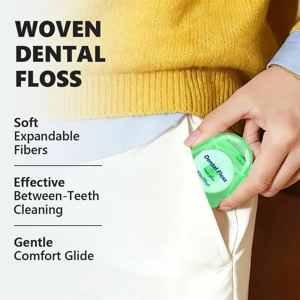 Woven Dental Floss - Soft Expandable Fibers Oral Care Tool with Gentle Glide, Effective Interdental Gap Cleaning, Plaque Reduction, Gum Disease Prevention & Teeth Whitening Support, Soft Fibers
