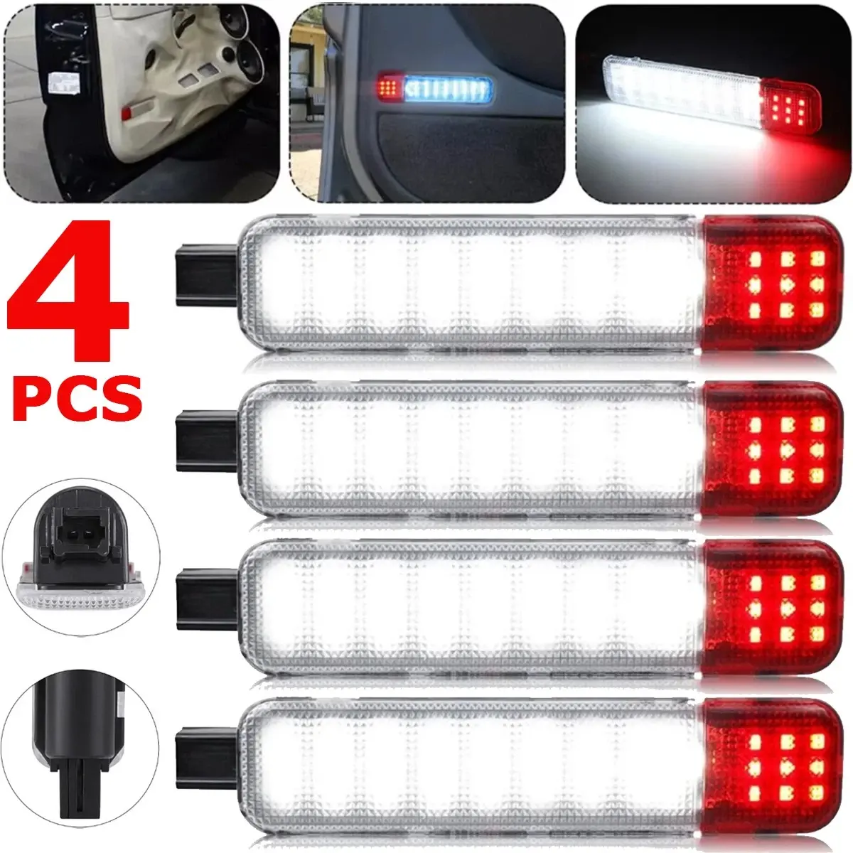 4PCS LED Interior Door Light Door Panel Courtesy Warning Light Lamp Assembly for Chevy Silverado Suburban Tahoe GMC Sierra Yukon Father'sDayGifts