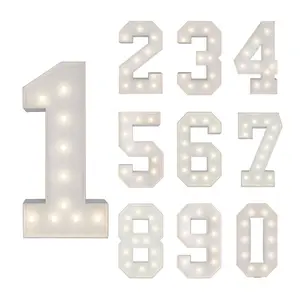 3ft/4ft Marquee Numbers 0-9 With Decorative Light-Up White Foam Cardboard, Lighted Holiday Displays Mosaic Number for Balloons, Number Wedding, Birthday, Anniversary, and Party Decor