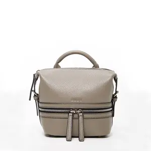 Gray Leather Backpack Purse for Women Convertible Crossbody Bag Medium