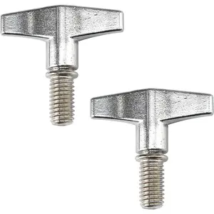 Pack of 2 High-Graded Zinc Alloy M6x15mm Cymbal Stand Wing Nuts Screw Replacement Kit, Drum Set Hardware Repair Parts for Drummer Percussion Instrument Accessories